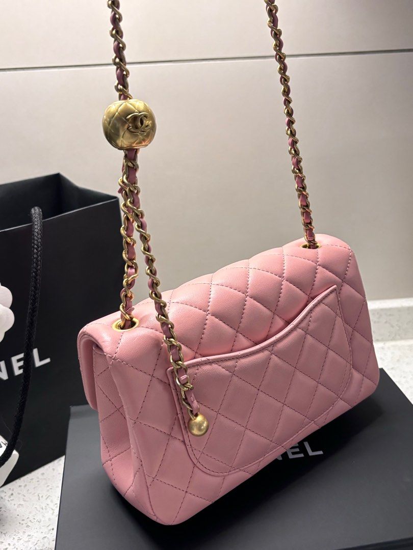 Chanel Pearl Crush Mini Rectangular Flap Dark Pink Lambskin Brushed ...
