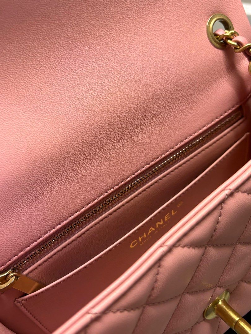 Chanel Pearl Crush Mini Rectangular Flap Dark Pink Lambskin Brushed ...