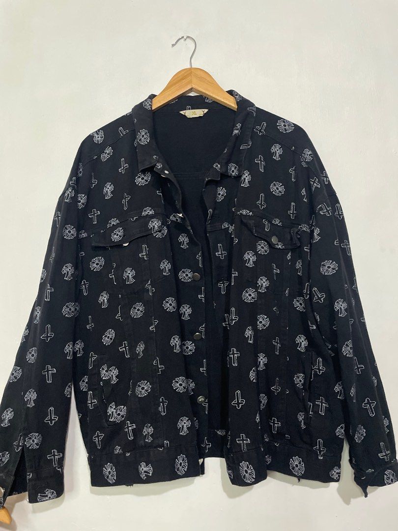 Chrome hearts logo All over print denim jacket (Category: Coats, Jackets and Outerwear) located in Paranaque City. Submitted by GotUph (Listing ID 1316373222, Image 1). Description: Chrome hearts “logo printed” all over print denim jacket Good as new Soft denim jacket Lightweight Cotton denim material Oversized fit Can fit men large to semi XL Womens 2xl to 3xl.