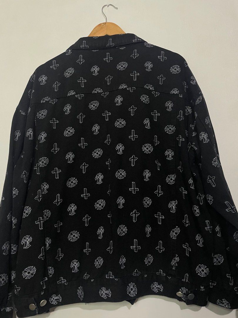 Chrome hearts logo All over print denim jacket (Category: Coats, Jackets and Outerwear) located in Paranaque City. Submitted by GotUph (Listing ID 1316373222, Image 2). Description: Chrome hearts “logo printed” all over print denim jacket Good as new Soft denim jacket Lightweight Cotton denim material Oversized fit Can fit men large to semi XL Womens 2xl to 3xl.