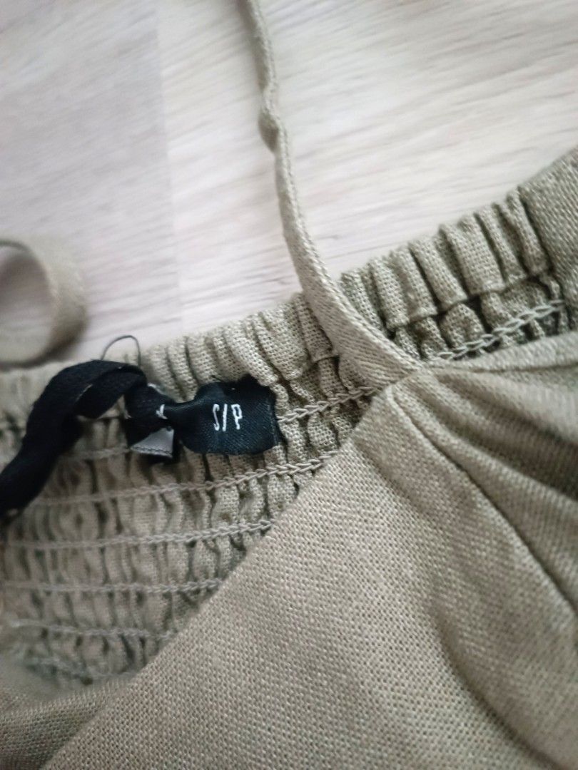 Cotton On Khaki Strapless Straight Neck Spaghetti Strap Dress Adjustable Women s Fashion Dresses Sets Dresses on Carousell