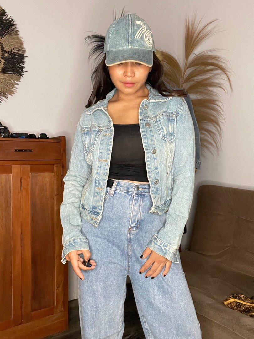 Jaket jeans crop top top