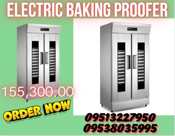 ELECTRIC BAKING PROOFER (Category: Bakeware) located in Aroroy. Submitted by 09602831019 (Listing ID 1316316427, Image 1). Description: Dimension:710mm*500mm*1989mm Electrical: 1500w/2400w Capacity: 32 tray Maximum Temperature: 35°C-40°C Net Weight: 60kg.