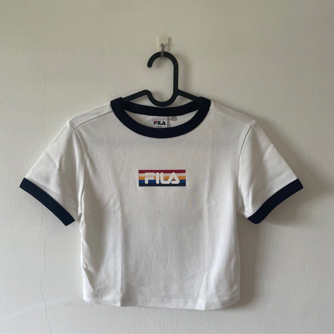 FILA White Crop Top Authentic Slim Fit