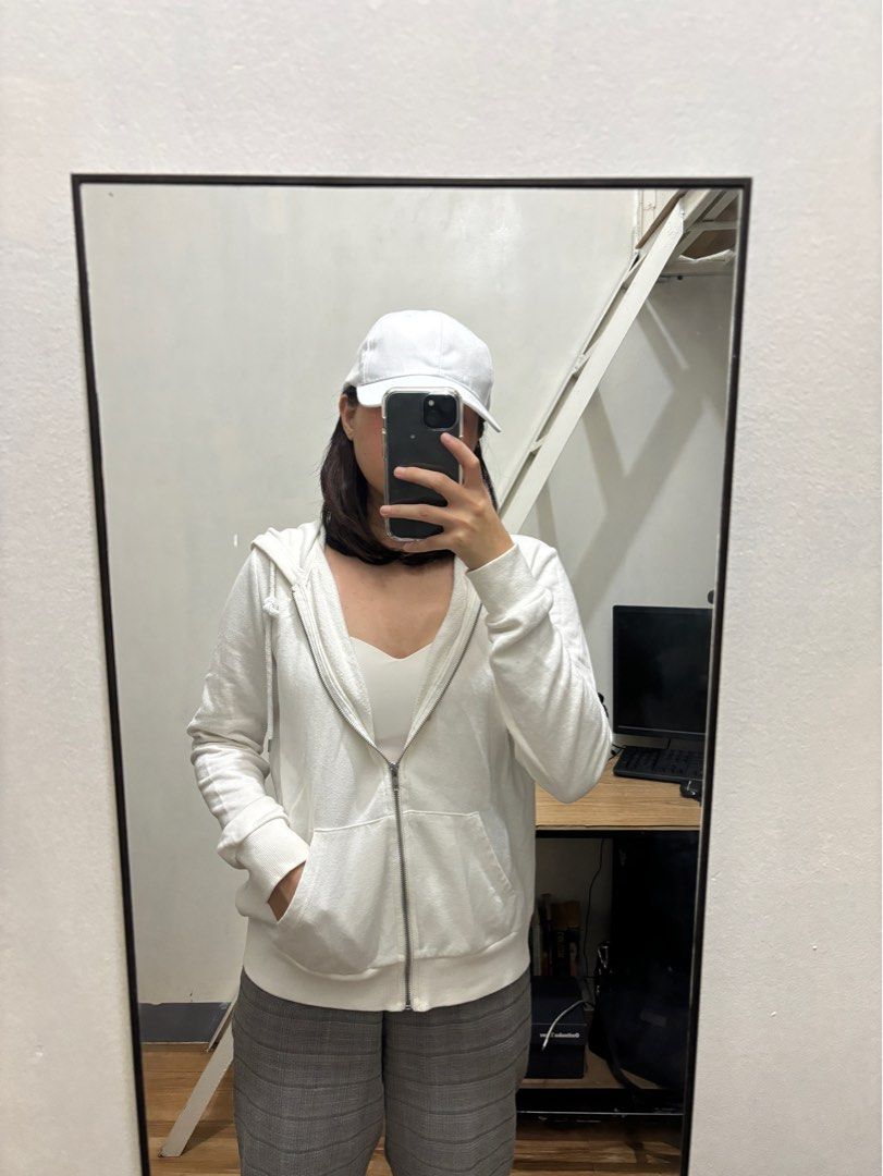 FOREVER 21 JACKET HOODIE COTTON WHITE Women s Fashion Coats Jackets and Outerwear on Carousell