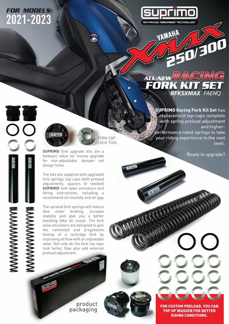 FORK SPRING KIT YAMAHA XMAX 300 V1, Motorcycles, Motorcycle