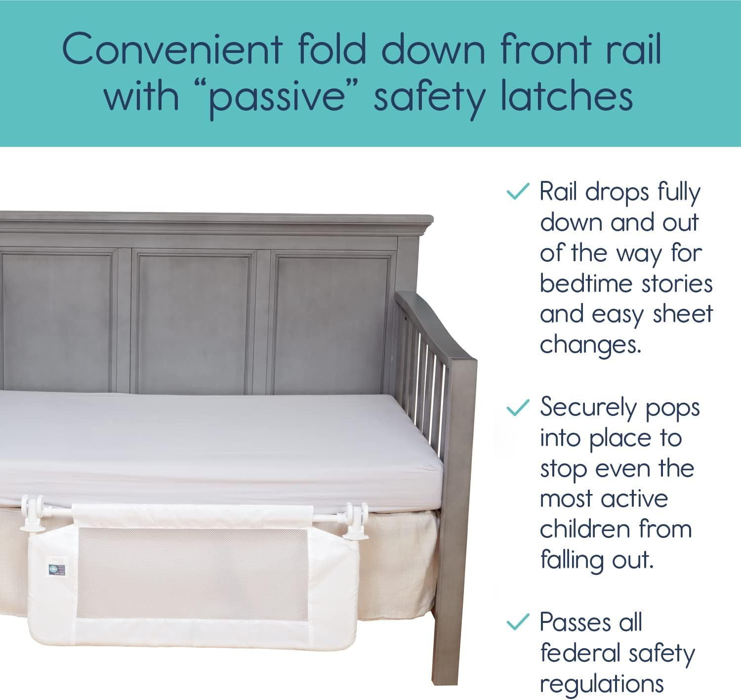 hiccapop Convertible Crib Toddler Bed Rail Guard with Reinforced Anchor Safety White