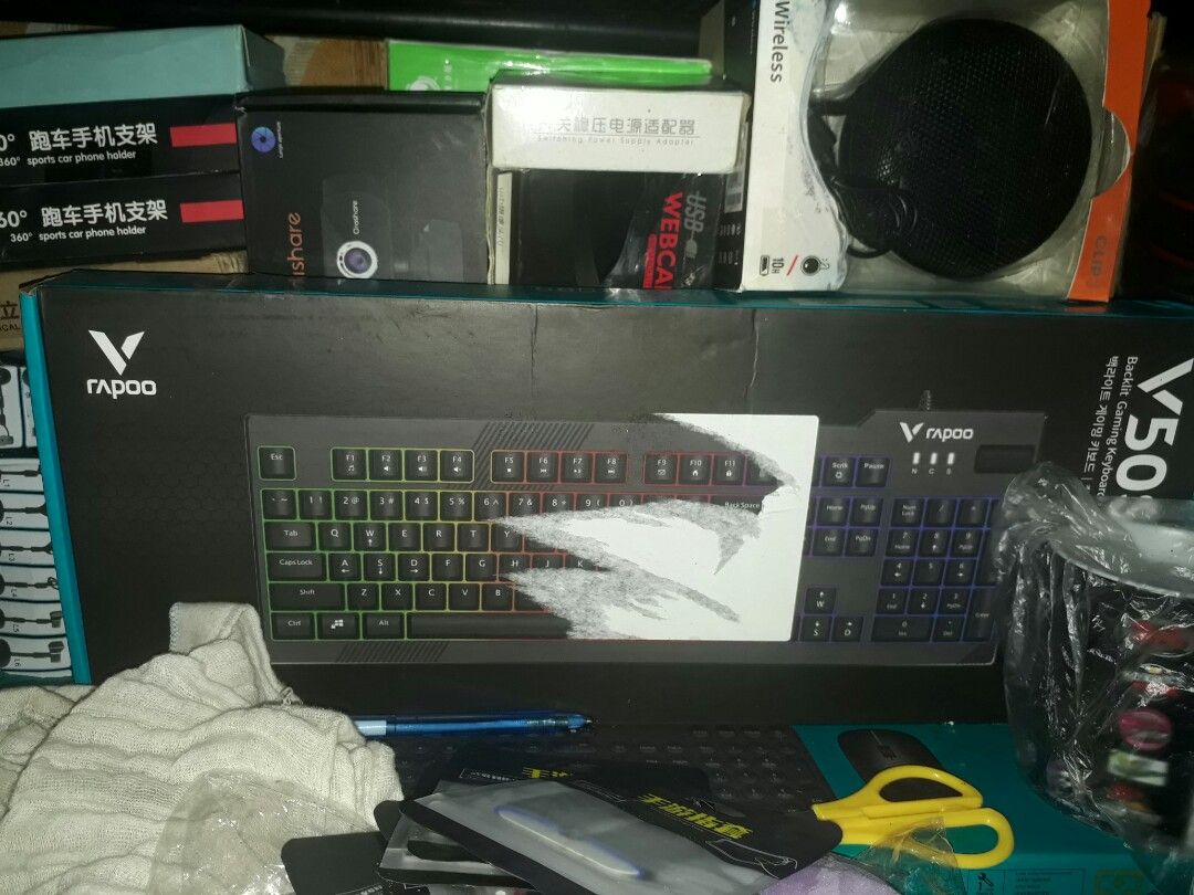 Keyboard and webcam (Category: Computer Keyboard) located in Las Pinas. Submitted by mommys_koleksyon011 (Listing ID 1316333684, Image 1). Description: bnew rapoo brand keyboard plus webcam bundle 500.00 per bundle 2 bundles available.