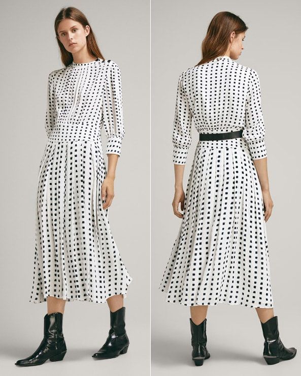 Massimo dutti two tone pleated dress cheap