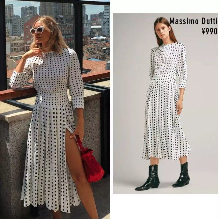 Massimo dutti two tone pleated dress sales