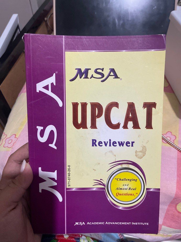 MSA UPCAT Reviewer (Category: Textbooks) located in Quezon City. Submitted by purpleparrot (Listing ID 1316403931, Image 1). Description: No markings (writings and annotations) inside.