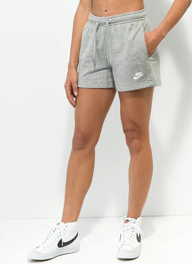 Nike Sportswear Club Essential Grey Fleece Sweat Shorts Women s Fashion Activewear on Carousell