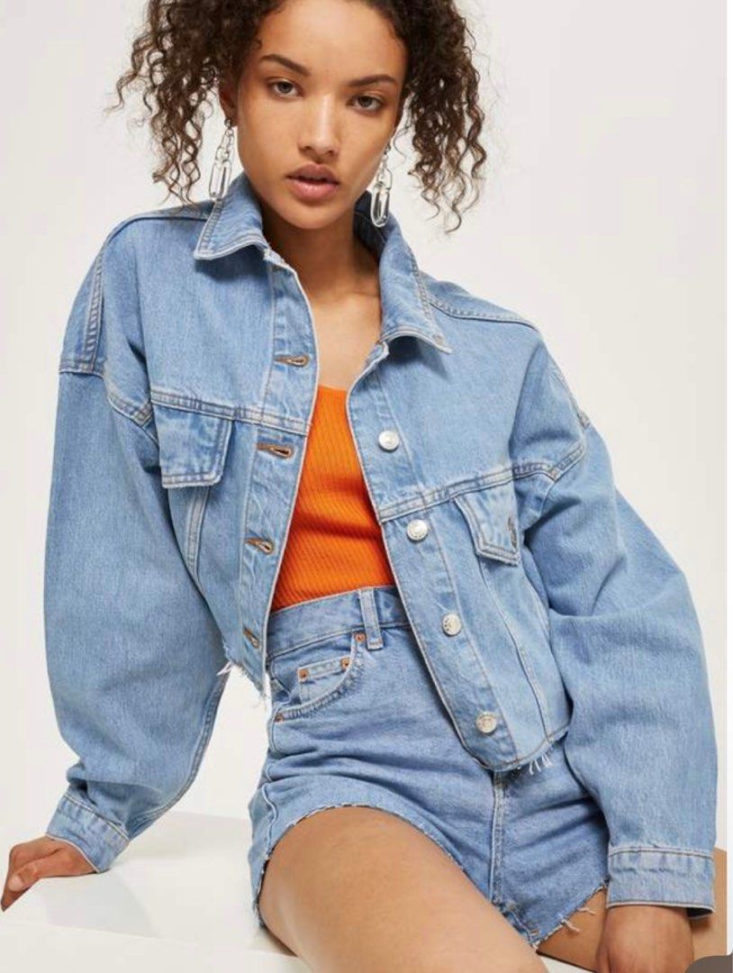 Topshop cropped denim jacket Women s Fashion Coats Jackets and Outerwear on Carousell