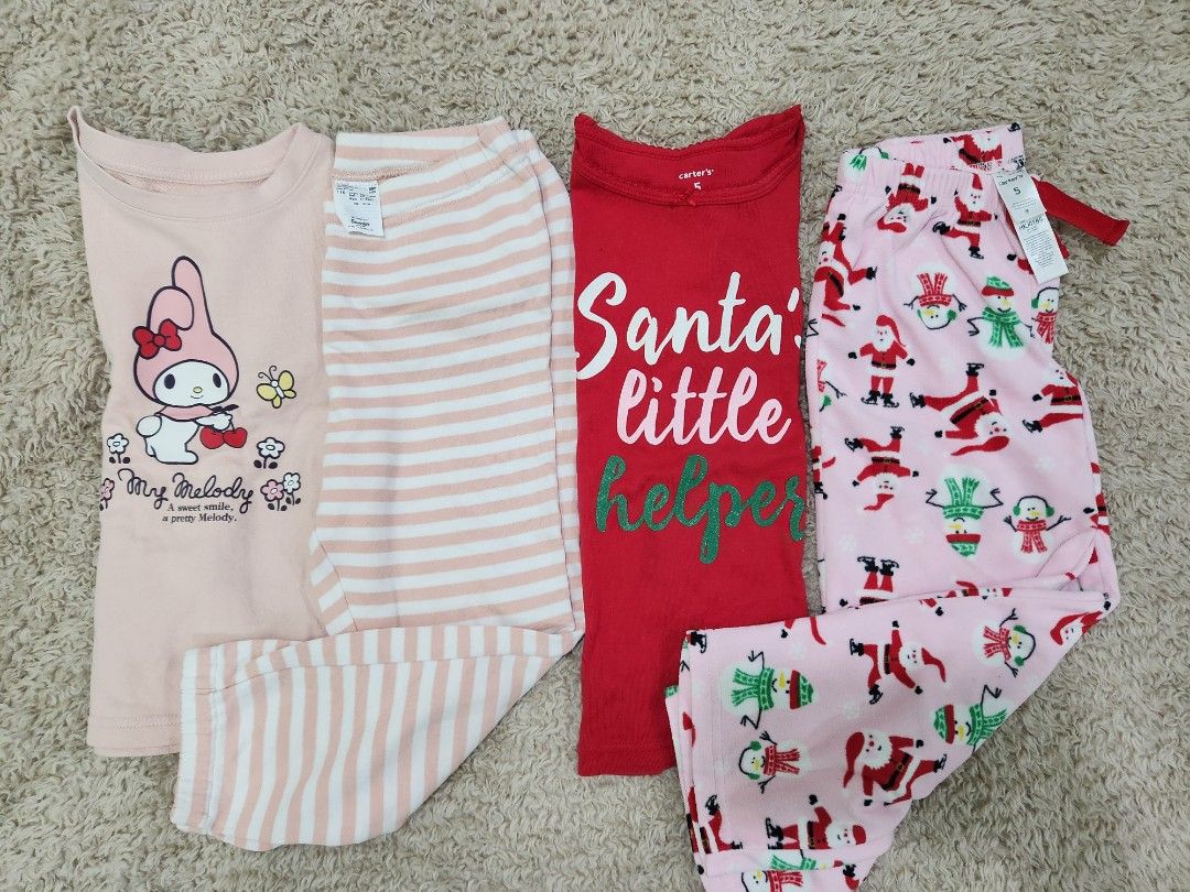 Uniqlo and carters pajama sets (Category: Babies & Kids Fashion) located in Quezon City. Submitted by pin24 (Listing ID 1316353943, Image 1). Description: uniqlo hello kitty size 110 height 105-115cm carter's 5yo santa pj's.