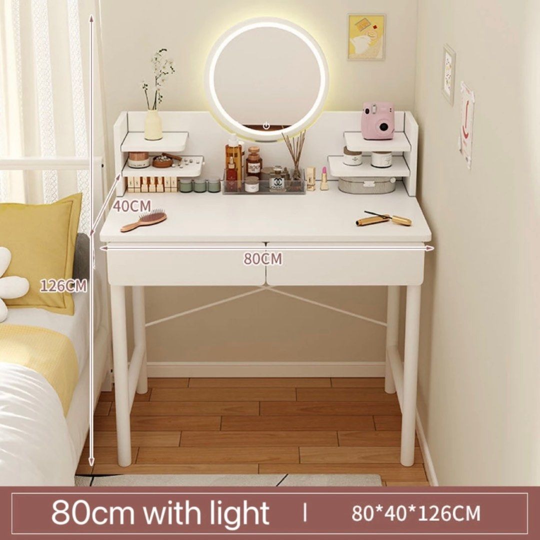 Vanity table with LED light mirror (Category: Tables & Sets) located in Tarlac. Submitted by shopsushibaby (Listing ID 1316437572, Image 2). Description: Bought for Php 1659 Complete parts Used for 5 months but in good condition RFS: moved out of condo Accepted payment methods are Metrobank and GCash. .