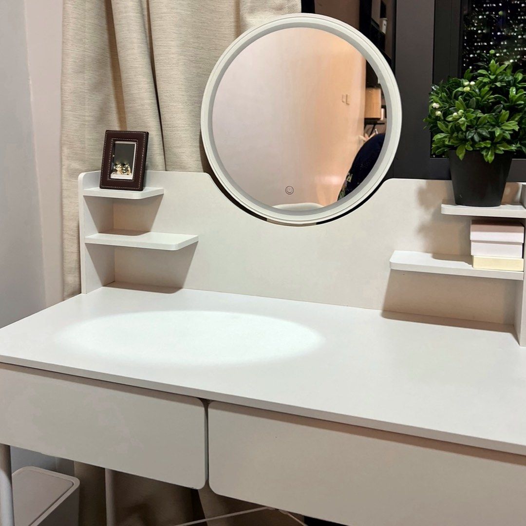 Vanity table with LED light mirror (Category: Tables & Sets) located in Tarlac. Submitted by shopsushibaby (Listing ID 1316437572, Image 1). Description: Bought for Php 1659 Complete parts Used for 5 months but in good condition RFS: moved out of condo Accepted payment methods are Metrobank and GCash. .