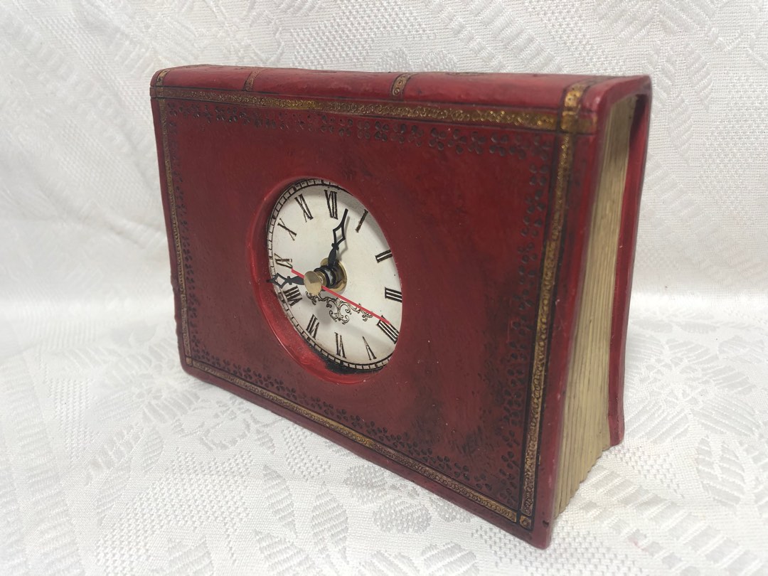 Vintage Design Clock Book- Resin(Working), Furniture & Home Living ...