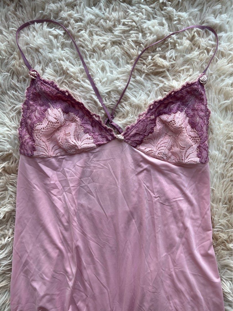 Vintage pink silk slip dress Carousell