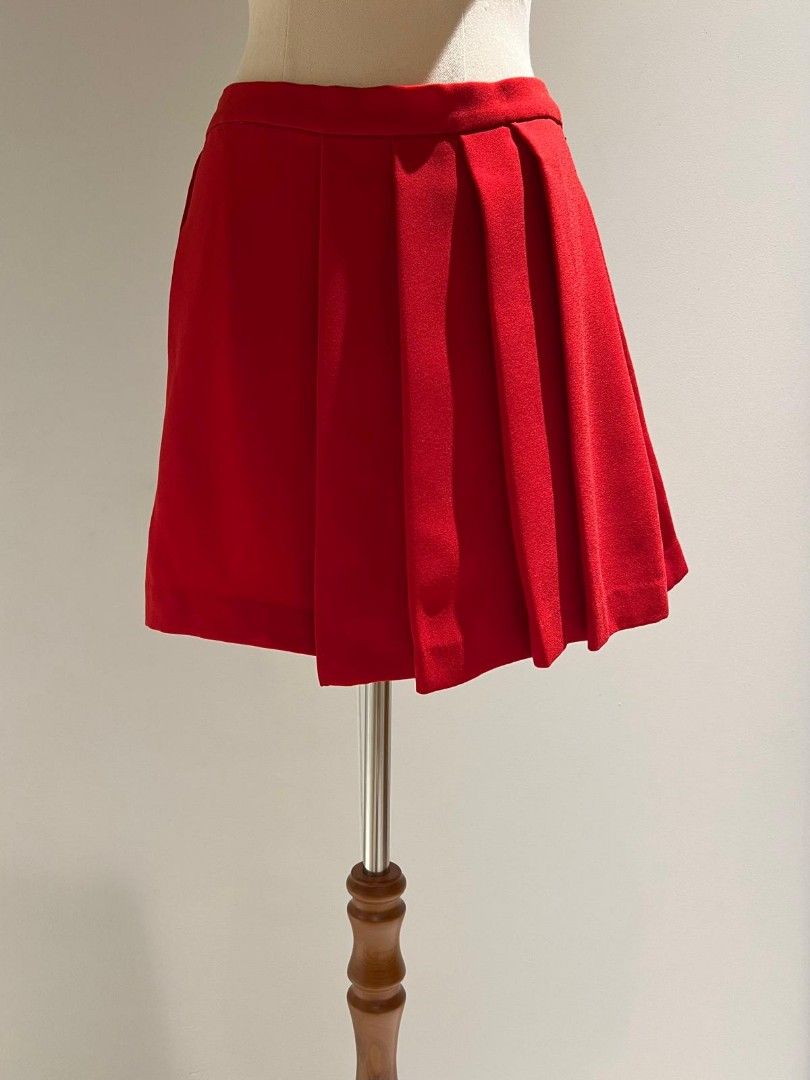 Red pleated skirt zara new arrivals