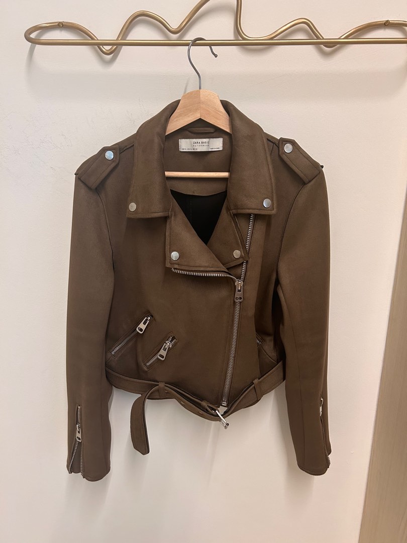 Zara suede biker jacket Women s Fashion Coats Jackets and Outerwear on Carousell
