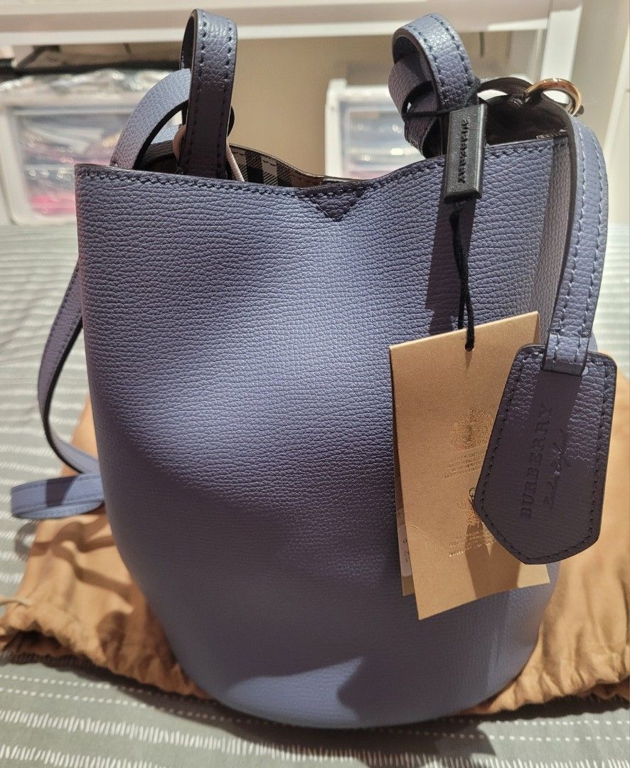 Authentic BNWT Burberry Lorne Bucket Bag in Slate Blue Luxury Bags Wallets on Carousell