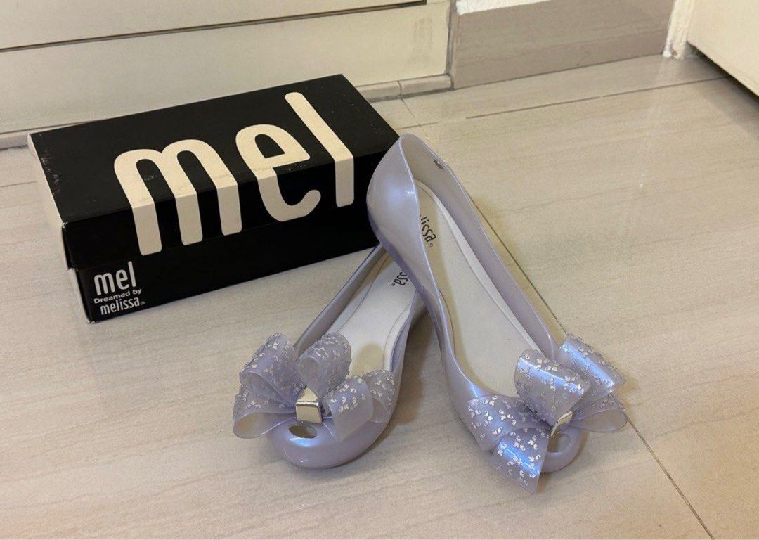 BNIB Melissa Girls Silver Glitter Ribbon US5 EUR35 / EUR36 