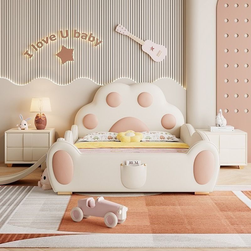 Children s Bed Girl s Dream Princess Bed Cute Cat Claw Bed Slide Bed Guardrail Bed Solid Wood Single Bed Children s Bedroom Babies Kids Baby Nursery Kids Furniture Other Kids Furniture on
