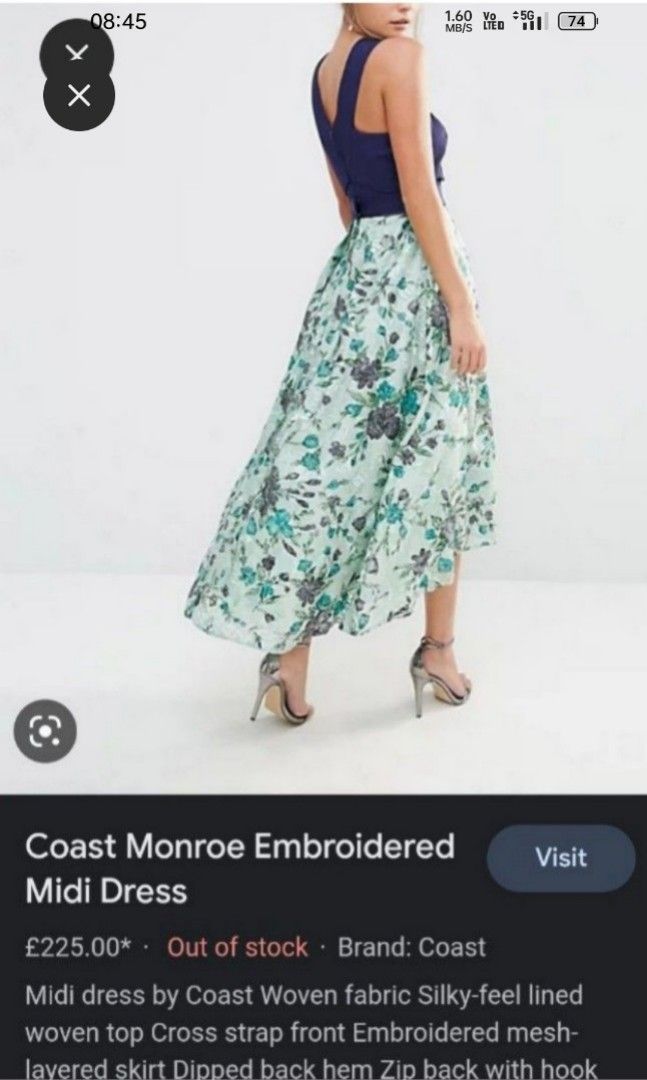 Coast monroe embroided halter midi dress