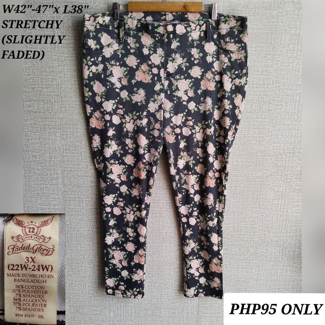 FADED GLORY FLORAL STRETCHY JEGGINGS Women s Fashion Bottoms Other Bottoms on Carousell