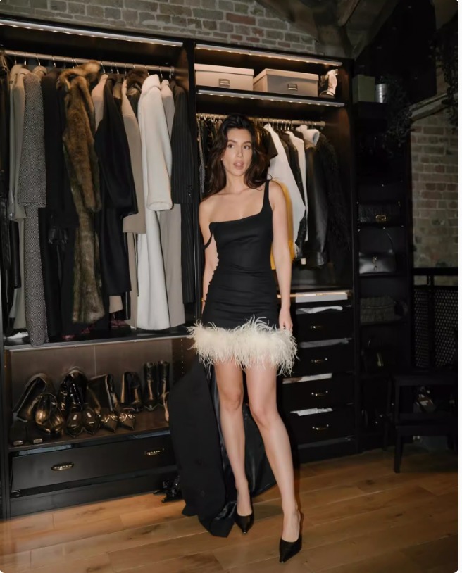 Fluffy furry rimmed black and white dress Women s Fashion Dresses Sets Dresses on Carousell