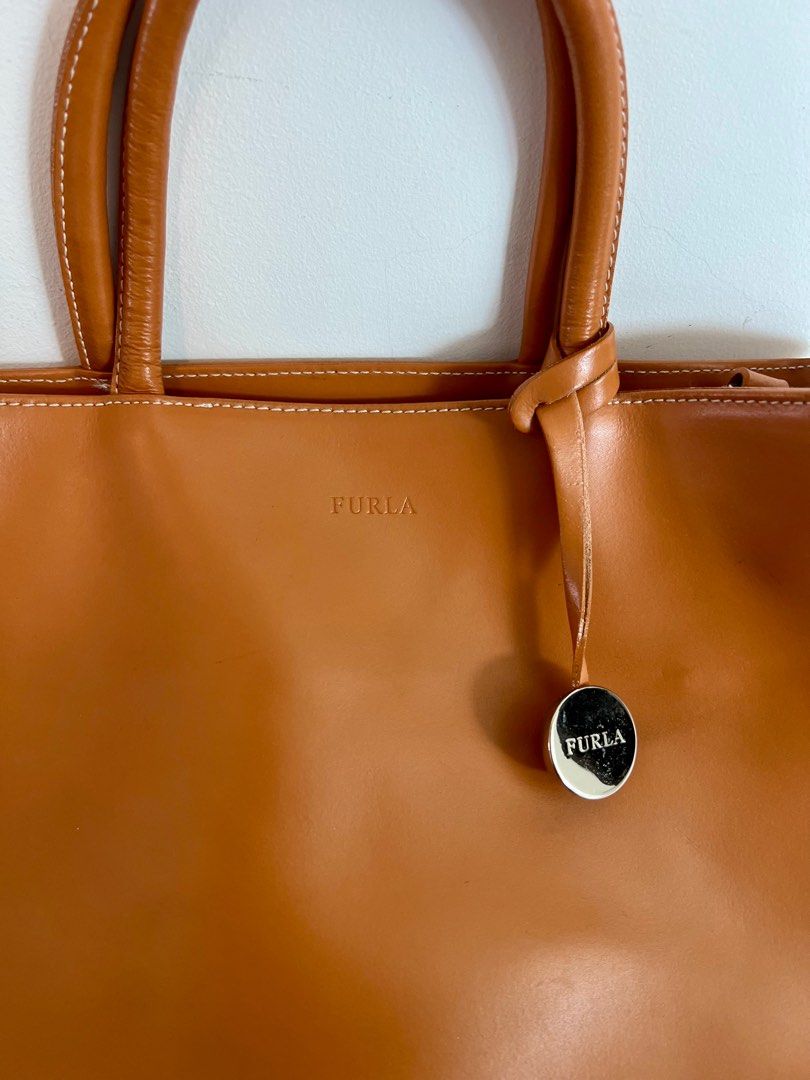 FURLA Vintage Orange Tote Bag, Luxury, Bags Wallets on Carousell