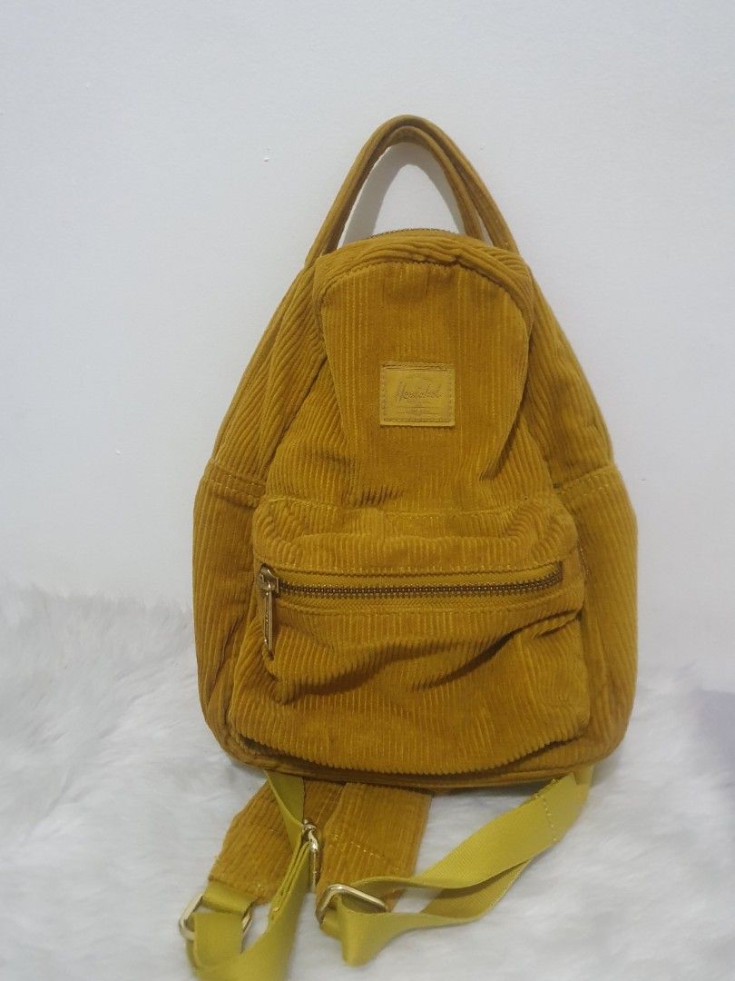 HERSCHEL NOVA SMALL MUSTARD CORDUROY Women s Fashion Bags Wallets Backpacks on Carousell