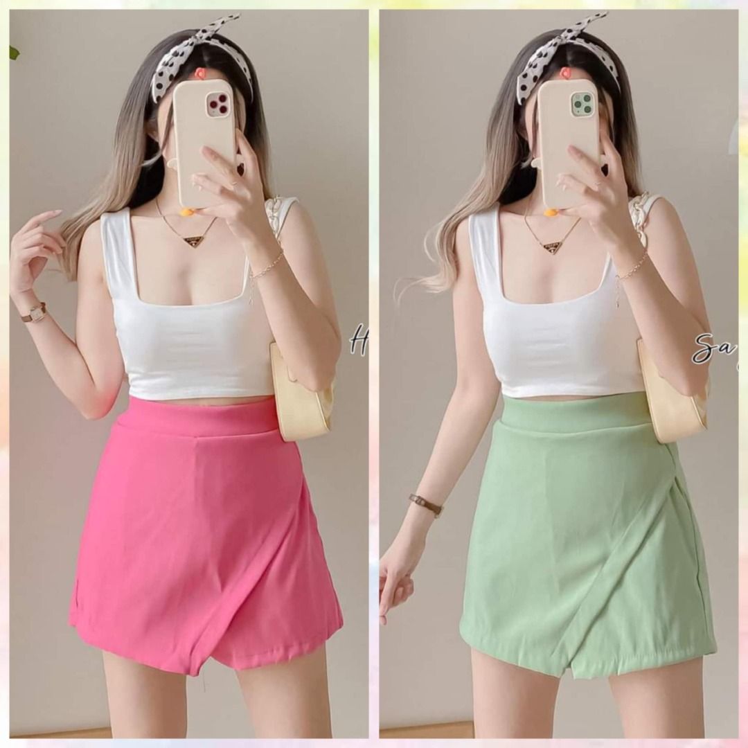 MEDIUM TO LARGE Beauty High Waist plain Asymmetric Skorts Women s Fashion Bottoms Shorts on Carousell