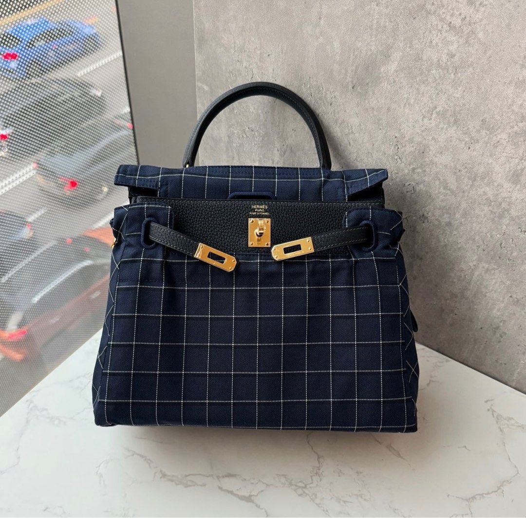 NEW Hermes Kelly 25 Cover Tattersall Caban Ghw