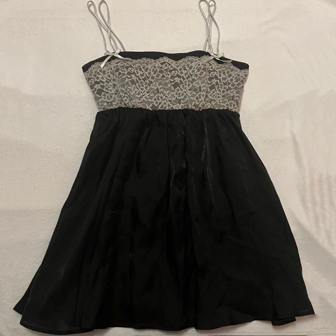 rare dollskill sugarthrillz black lace babydoll slip dress with bows /  ribbons | coquette y2k, Women's Fashion, Dresses & Sets, Dresses on  Carousell