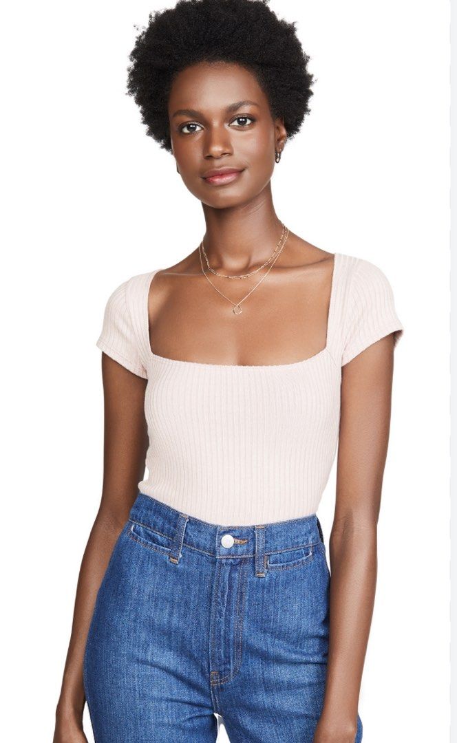 Reformation Bardot top ribbed t shirt in cream white Women s Fashion Tops Other Tops on Carousell