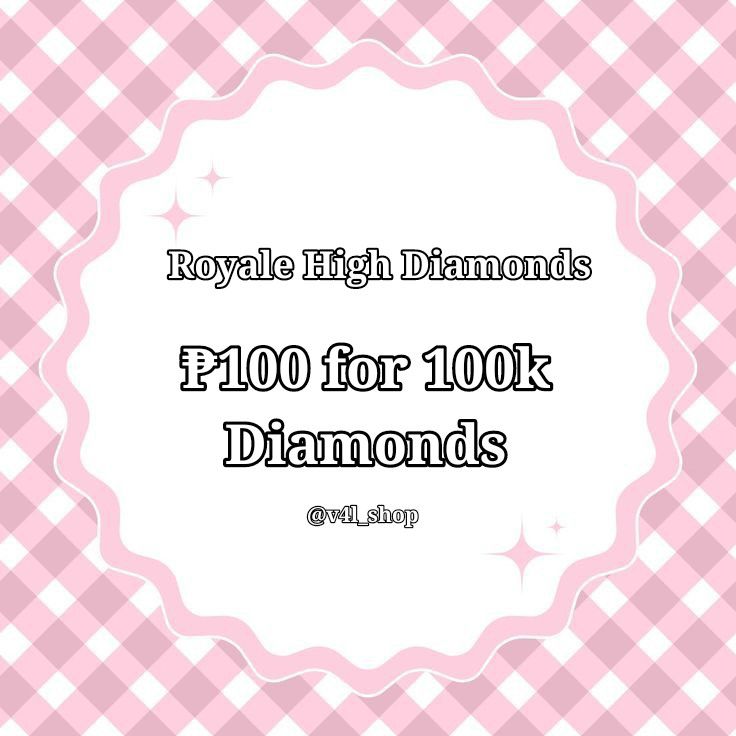 Royale High Diamonds 💎 Receive Immediately! [STATUS: AVAILABLE] (Category: In-Game Products) located in Manila. Submitted by v4l_shop (Listing ID 1316505851, Image 1). Description: Royale High Diamonds 💎 📌 Kindly payment first is required, and you receive the diamonds immediately! 📌 Do send a screenshot of the receipt as proof that you sent the money, once the payment is confirmed provide your username so that i can add you. 📌 To avoid getti