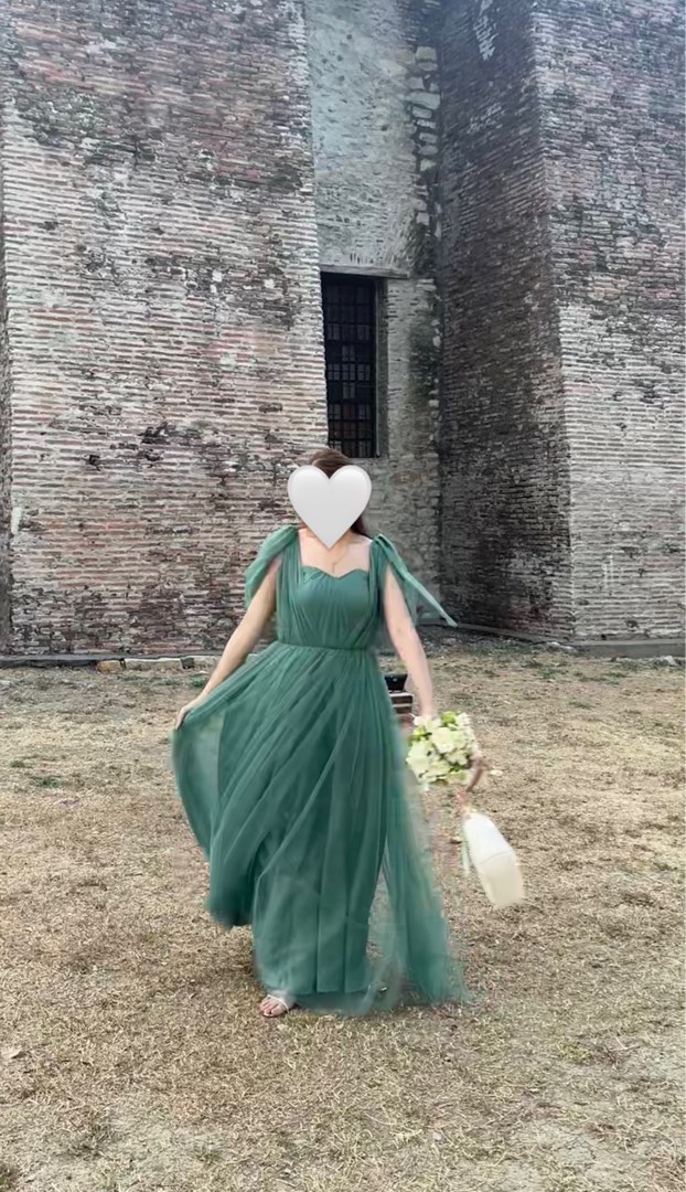 Sage green tulle bridesmaid dress on sale