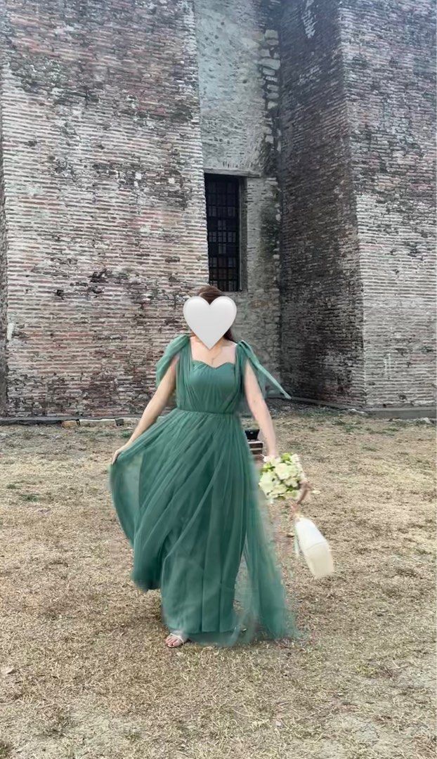 sage green tulle bridesmaid dress Sage Tea Length Tulle Dress,A-line Spring Bridesmaid Dress with Pockets,PD00535, US22W / Skyblue main image 1