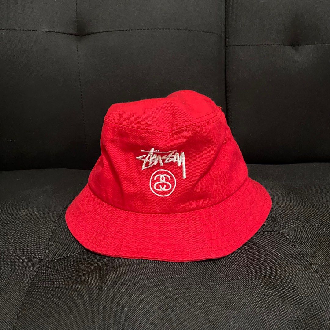 Stussy Red Bucket Hat Small Womens Women s Fashion Watches Accessories Hats Beanies on Carousell