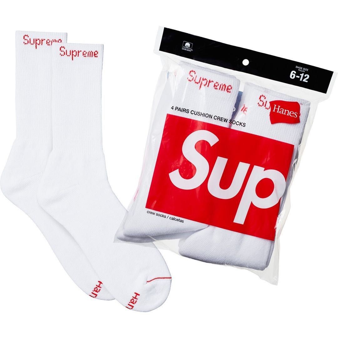 Supreme Hanes Socks (3set) （SUPREME/ HANES WHITE SOCKS/ TWO PAIRS  