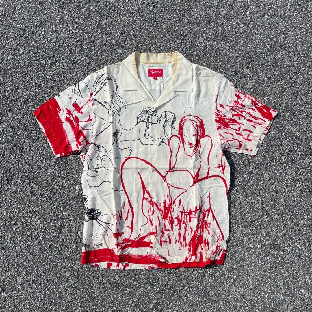 Supreme Rita Ackermann Rayon Shirt, Men's Fashion, Tops