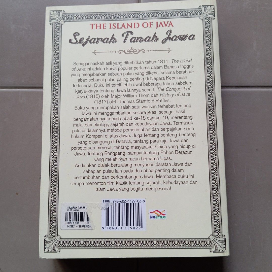 The Island of Java / Sejarah Tanah Jawa - J.J. Stockdale 1811, Buku ...