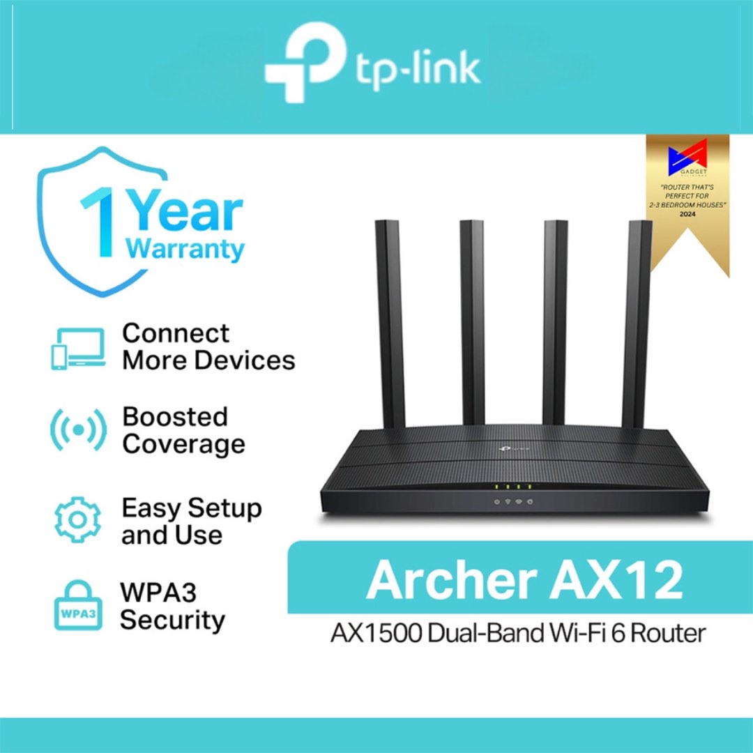 TP LINM ARCHER AX12 DUAL BAND WIFI 6 ROUTER GIGABIT, Computers & Tech ...