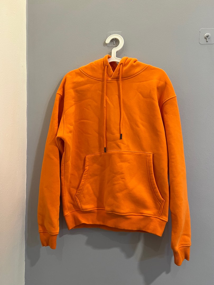 Very thick FLEECE Hoodie Orange S size