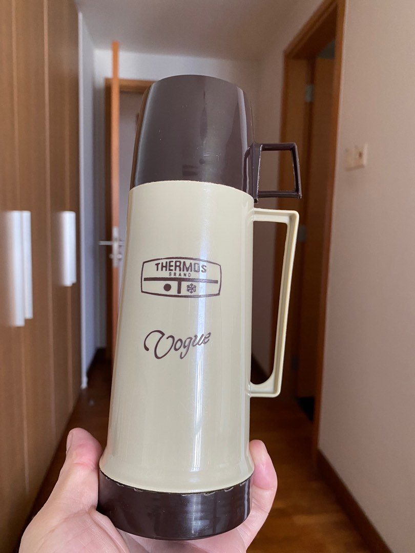 🔆 8 for Vintage THERMOS Vogue Vacuum Flask Beige/Brown 0.5L Camping