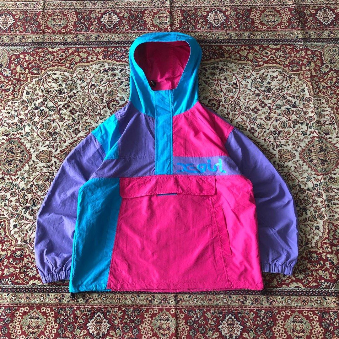Color block anorak jacket shop