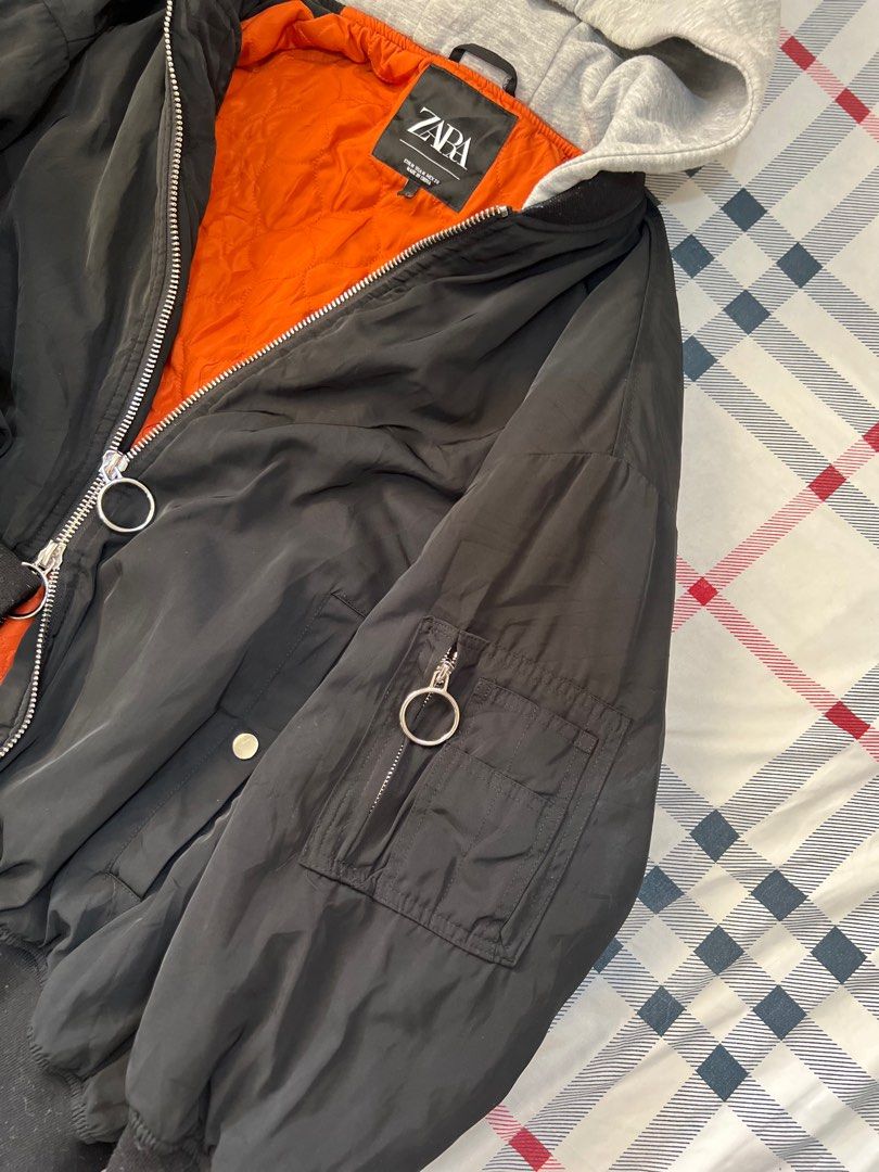 Zara hooded bomber jacket cheap
