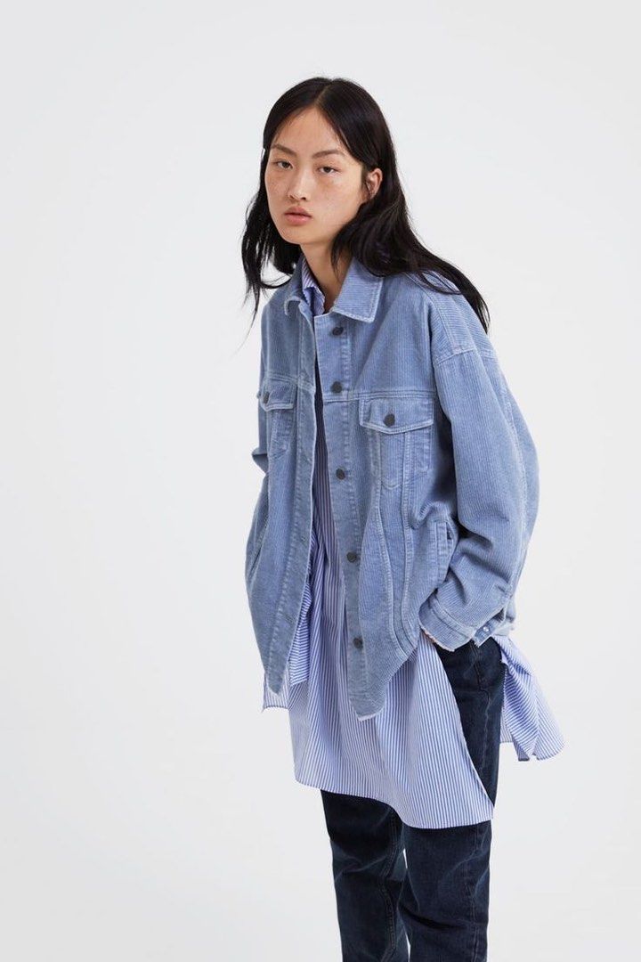 Zara blue corduroy jacket top