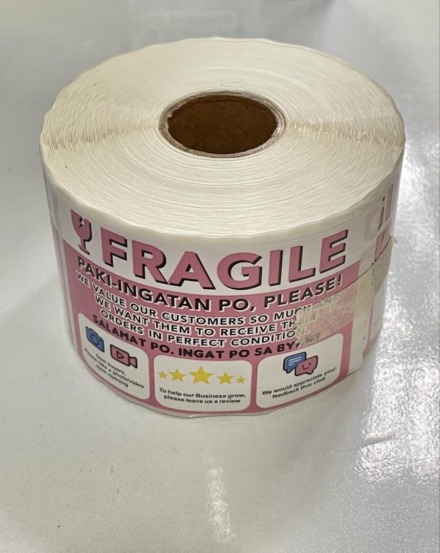 Fragile In Tagalog 1 Roll Pink FRAGILE Sticker Label (Tagalog), Hobbies & Toys, Stationary ...
